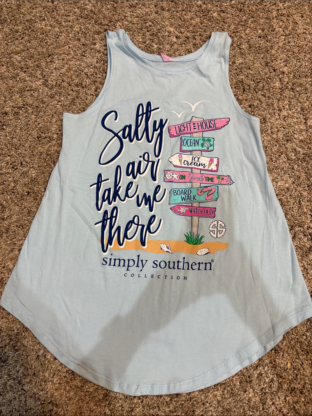 Simply Southern Light Blue 'Salty Air Take Me There' Tank